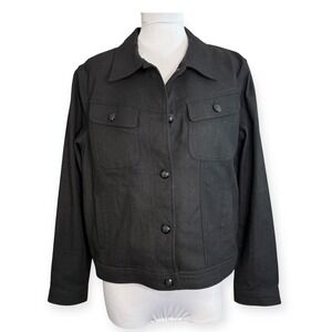 LRL Lauren Jeans Co Ralph Lauren Black Metallic Denim Jacket XL‎ Button Up